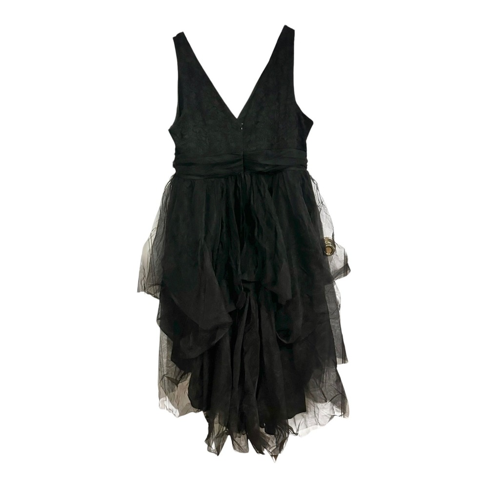 Women's L/XL Black Tulle High Low Dress V Neck Layered whimsigoth Goth Costume - Picture 3 of 11
